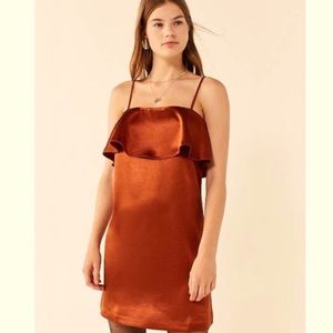 Urban Outfitters Kimchi Blue Rust Satin Slip Dress